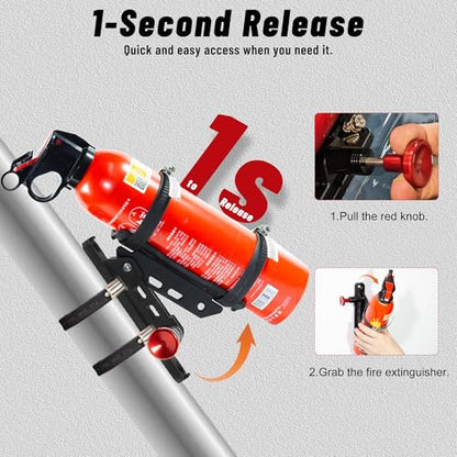 Quick Release Fire Extinguisher Mount for Vehicle with 4 Pcs Clamps