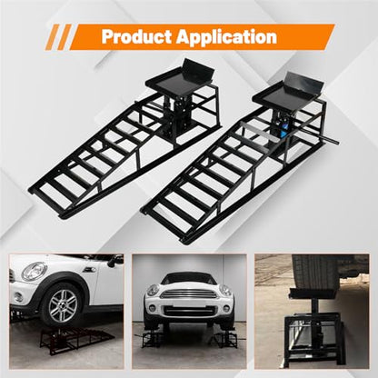 2 Pack 5T Low Profile Hydraulic Car Ramps (2 Count)