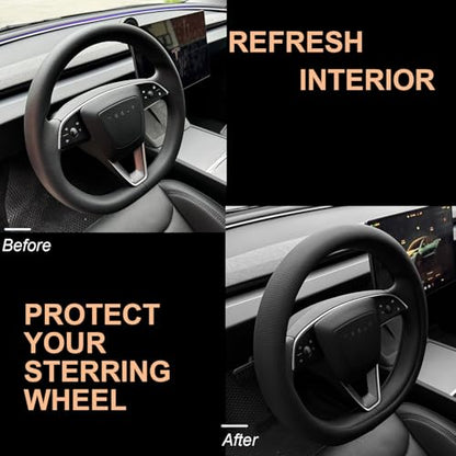 Nappa Leather Steering Wheel Cover for Tesla Model Y