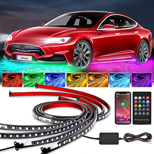 4PCS RGB LED Underglow Lights Strip with APP & Remote Control