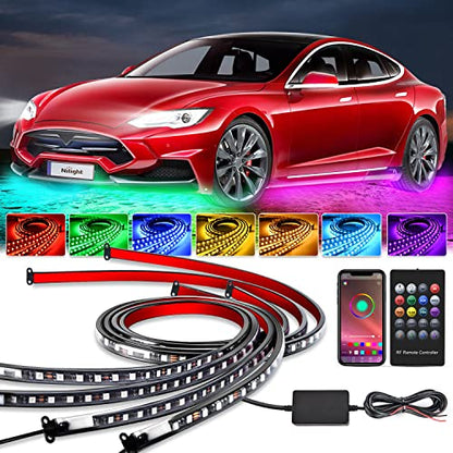 4PCS RGB LED Underglow Lights Strip with APP & Remote Control
