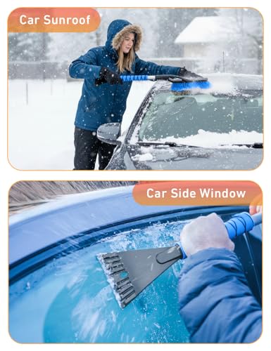 27" Aluminum Snow Brush with Ice Scrapers for Car Windshield
