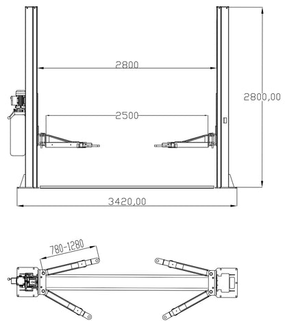 KT H105 10000 lbs Two Post Auto Lift Truck Hoist