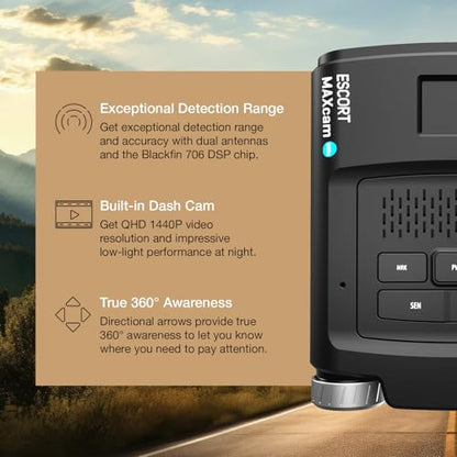 MAXcam 360c Laser Radar Detector and Dash Camera