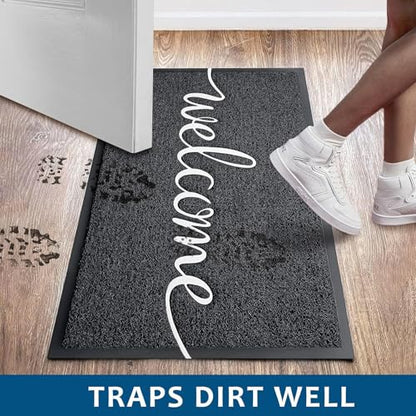 Door Mat 3 Pack Outside Inside Welcome Doormat 30"x17.5" Durable Floor Mat Non Slip Rug Ultra Absorb Mud Easy Clean Front Doormat for Garage (10.94 Sq Ft)