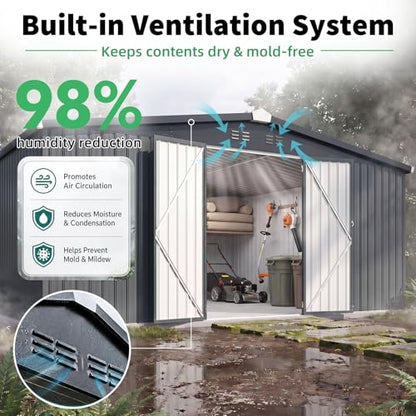 12' x 14' Waterproof Metal Outdoor Storage Shed