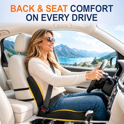 Car Seat Cushion and Lumbar Back Support Pillow Set for Driving