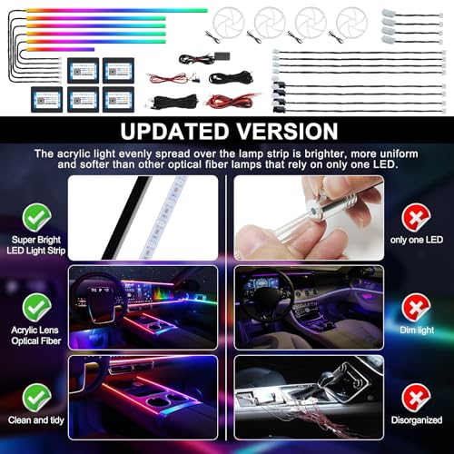 Dreamcolor Acrylic Interior Car LED Strip Light with Wireless APP