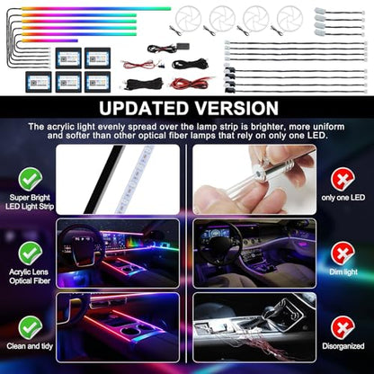 Dreamcolor Acrylic Interior Car LED Strip Light with Wireless APP