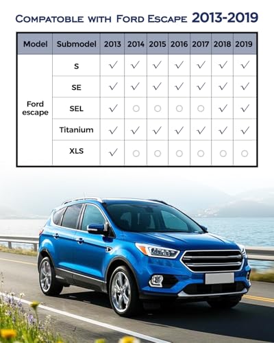 Custom Fit Floor Mats & Cargo Liner & Rear Seat Back Protectors for Ford Escape 2013 (3 Count)