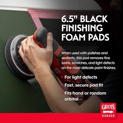 6.5" Black Foam Finishing Pads for Car Polishing and Detailing (2 Count)