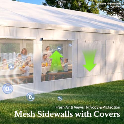20x40ft Heavy Duty Party Tent Outdoor Canopy with Mesh Windows