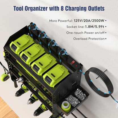 Heavy Duty Power Tool Organizer Wall Mount with Charging Station