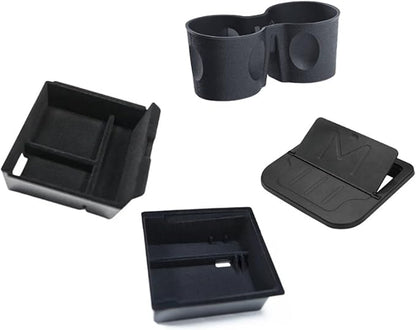 Car Storage Box Compatible For Tesla Model 3 2024 Center Armrest Hidden Box Cup Holder Console Organizer Car Box Accessories(B(ABS))
