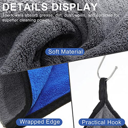 20 Pcs Microfiber Car Drying Towels Microfiber Cleaning Cloth 800 GSM Thick Plush Cleaning Dusting Cloth Auto Detailing Absorbent Towels Rags for Car Household Kitchen Window (20 Count)