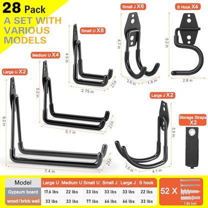 28 Pack Heavy Duty Garage Hooks