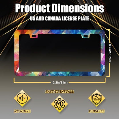Stainless Steel Colorful Abstract Shiny License Plate Frame 12.3 x 6.3 in