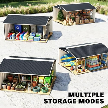 11' x 9' Outdoor Storage Shed Garden Tool Metal Shed Dark Gray
