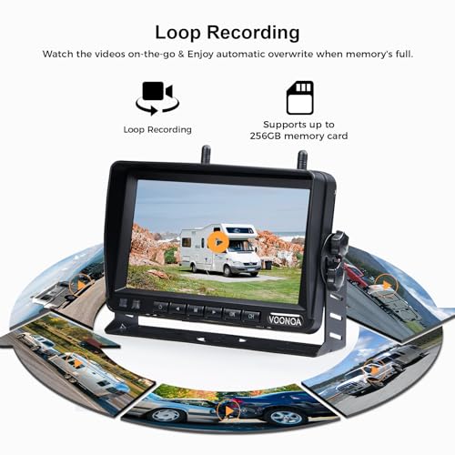 2 Magnetic Wireless Backup Camera with 7'' HD 1080P DVR Monitor System