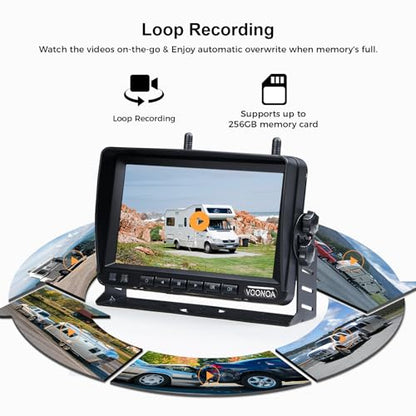 2 Magnetic Wireless Backup Camera with 7'' HD 1080P DVR Monitor System