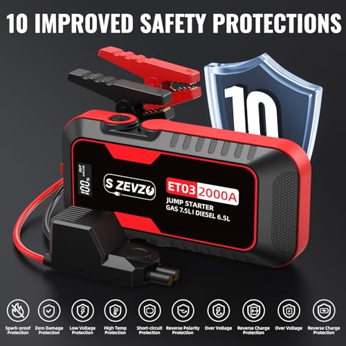 ET03 2000A Car Jump Starter for 7.5L Gas and 6.5L Diesel Engines