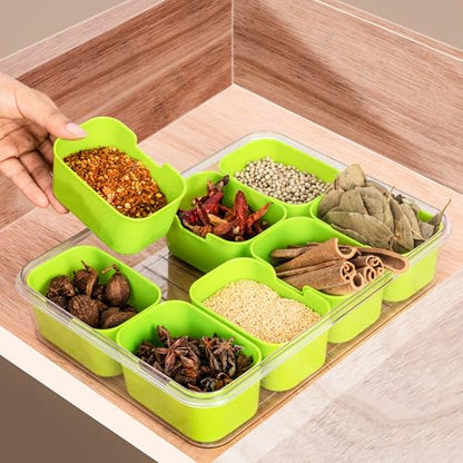 Divided Snack Serving Tray with Lid and Handle Travel Snackle Charcuterie Container Portable Storage Organizer for Candy