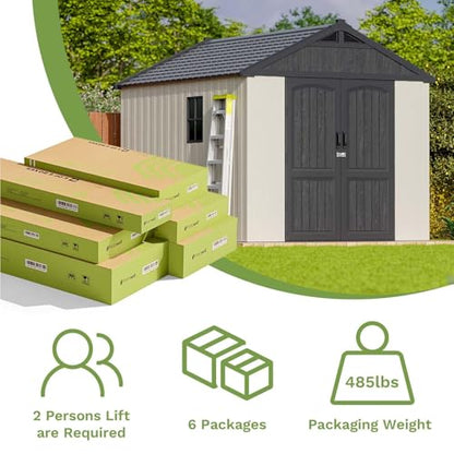 8x10 FT Resin Outdoor Storage Shed with Floor