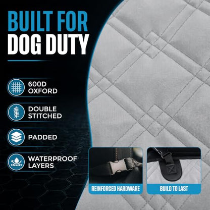 Bulldogology Dog Car Seat Cover Waterproof Heavy Duty Bench Dog Hammock Backseat Protector from Hair
