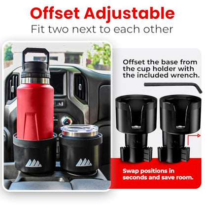 Ultimate Car Cup Holder Expander with Adjustable Base & Organizer