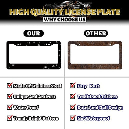 Stainless Steel Boho Retro Sunflower License Plate Frame 12.2 x 6.2 Inch