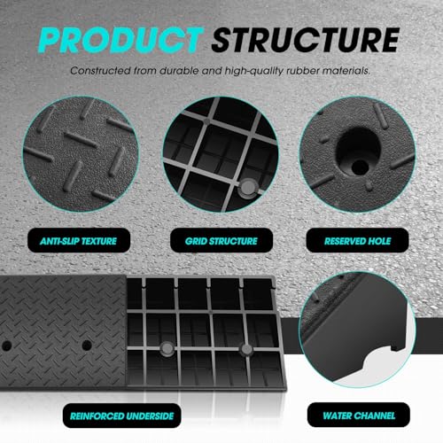 1pcs 5.7" Rise Rubber Curb Ramp Heavy Duty Loading Driveway Ramp Threshold Ramp 38.6" W x 14.8" D x 5.7" H for Loading Dock