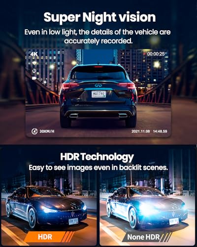 4K Dash Cam Front and Rear