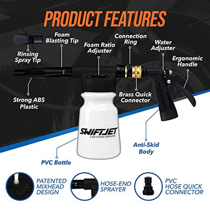 Car Wash Foam Gun + Microfiber Wash Mitt