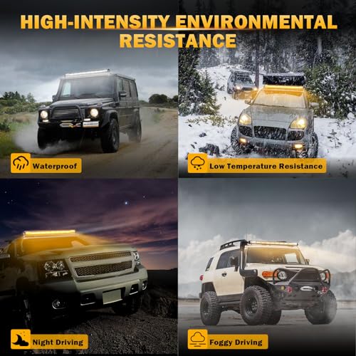 50 Inch LED Straight Light Bar 6 Modes Amber White Strobe Lights