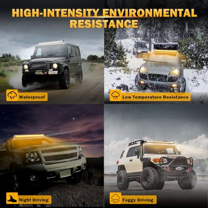 42" LED Light Bar 6 Modes Amber White 240W Straight Off Road Lights