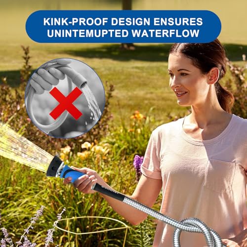Metal Garden Hose 25 Ft Flexible Stainless Steel Garden Hose Lightweight