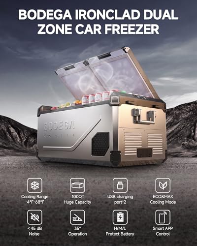 12V Car Refrigerator 100QT Dual Zone Car Fridge