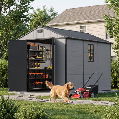 8 x 10 FT Resin Outdoor Storage Shed with Floor