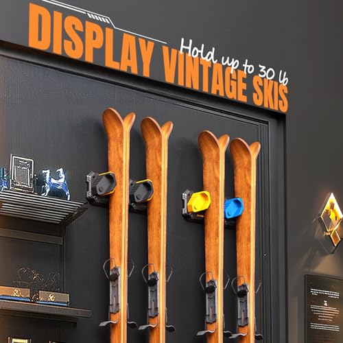 Ski & Snowboard Wall Rack for Garage Wall Fits Any Ski