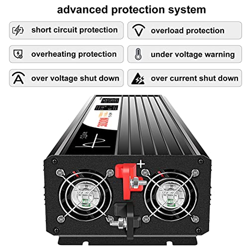 3000W Pure Sine Wave Inverter 24V DC to 120V AC Converter for Home
