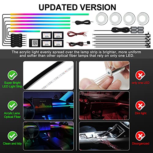 Dreamcolor Acrylic Interior Car LED Strip Light with Wireless APP