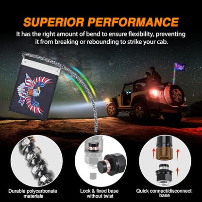 RGB LED Whip Light 1PC 4FT Lighted Antenna Whips
