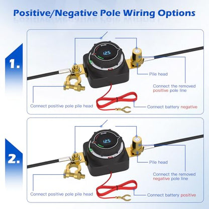 DC 5 80V Top Post Battery Disconnect Switch with Digital Voltmeter