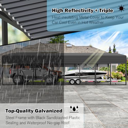 20X40 FT Heavy Duty Metal Carport Canopy with Triangle Frame Base