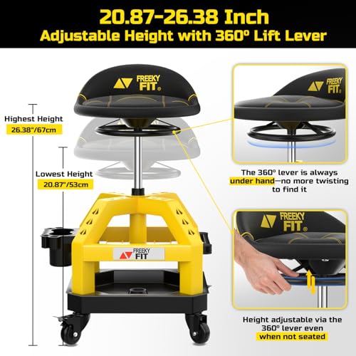 Rolling Shop Stool for Garage with Casters