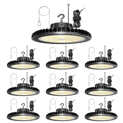 10 Pack 500W LED High Bay Light 70000LM ETL Listed Industrial Grade UFO Light Dimmable IP65 Waterproof 5000K Commercial Bay Lighting for Warehouse Garage Factory 110V 120V (9 Count)