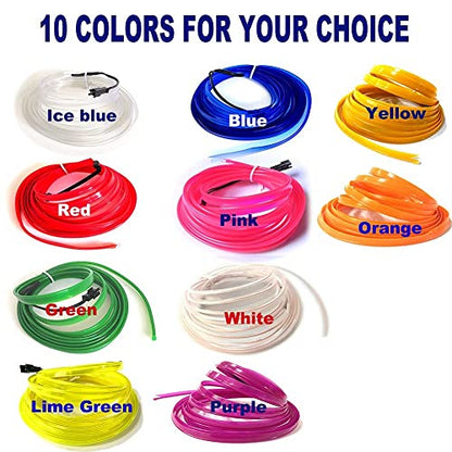 El Wire Ice Blue Interior Car LED Strip Lights