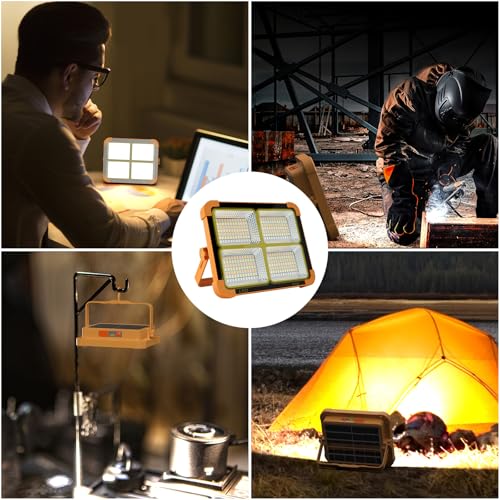 Portable LED Work Solar Light 100W 16500mAh 10000 LM with Stepless Brightness Job Site Battery Rechargeable LED Floor Light for Emergency Worklight for Hurricane
