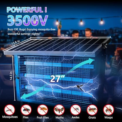 Heavy Duty Big Solar Bug Zapper Outdoor for 8000 sq.ft with 30W Solar Panel