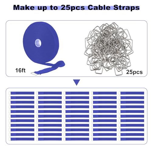 1"x16ft Hook and Loop Straps with 25 Metal Buckles
